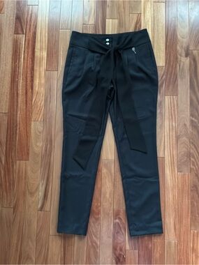 Gaudi' Black Tie-Belt Tapered Trousers